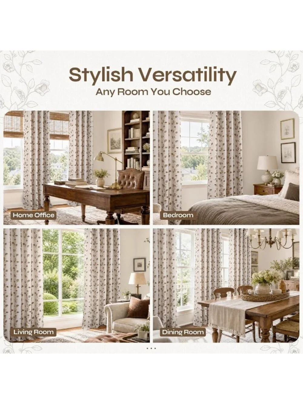 Elegant Brown Linen Curtains for Living Room - 90